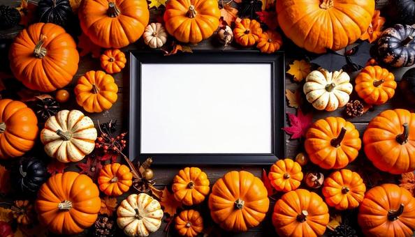 ハロウィンカボチャフレーム　ポストカードの写真