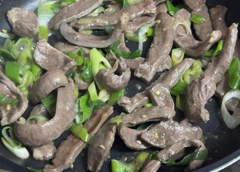 ハツのねぎ塩炒め ハツ,豚ハツ,ねぎ塩の写真素材