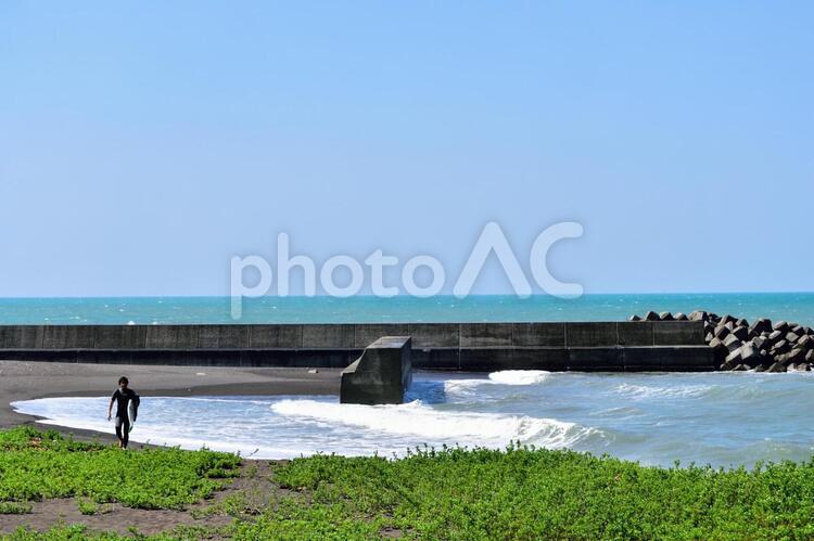 海とサーファー サーフィン,海,夏の写真素材