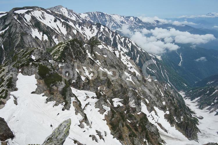 残雪の不帰の嶮 白馬,北アルプス,後立山連峰の写真素材