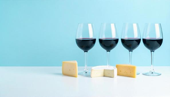 赤ワインとチーズ 赤ワインとチーズの写真