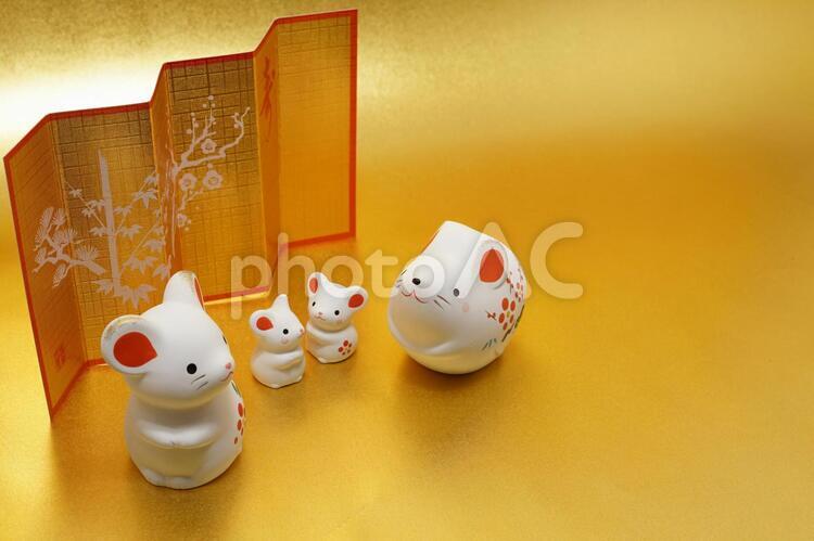 ねずみ年年賀状素材（年賀状素材・正月素材） 年賀状素材,子年,ねずみ年の写真素材