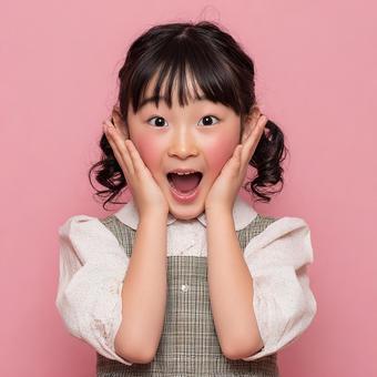 楽しそうな表情で感情を表現する少女 楽しそうな表情で感情を表現する少女の写真