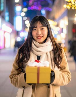 イルミネーション・彼女のプレゼントの写真