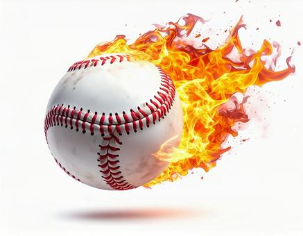 剛速球で炎をまとって飛ぶ野球ボール 剛速球で炎をまとって飛ぶ野球ボールの写真