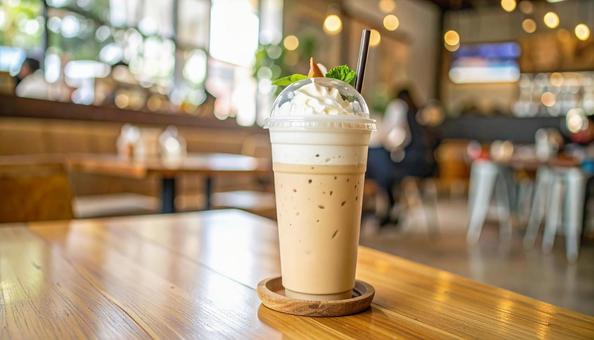 カフェのアイスカフェラテ カフェのアイスカフェラテの写真