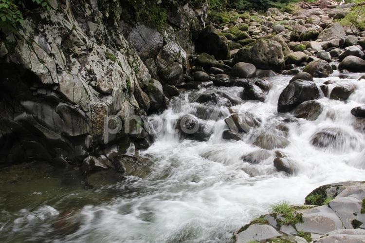 中津川渓谷　福島県　川の流れ　渓流 川,自然,岩の写真素材