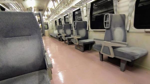 ローカル線の車内03 鉄道,旅行,車内の写真素材