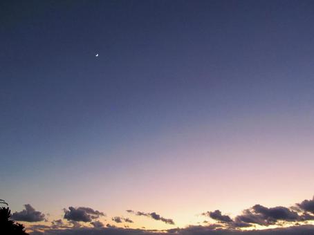 夕焼け空の風景 夕暮れ,空,星の写真素材