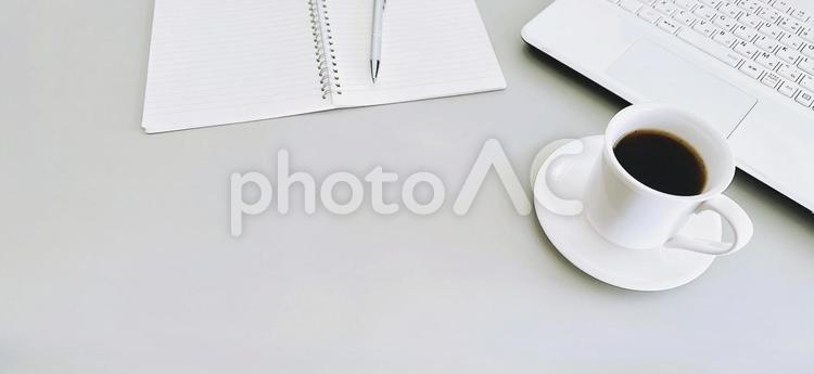 コーヒータイム　ワイド版　バナー素材 コーヒータイム,バナー素材,コピースペースの写真素材