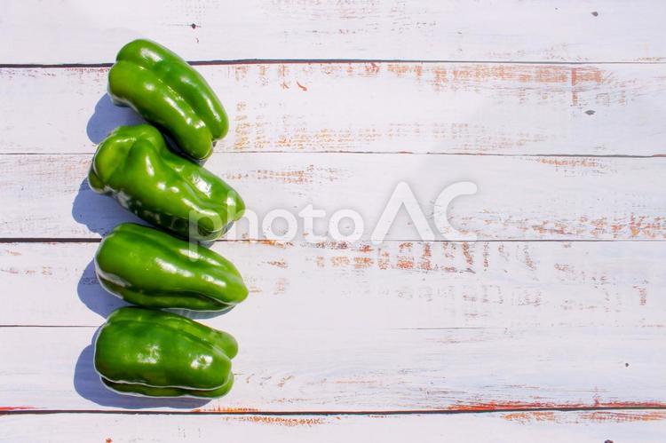 太陽光のもとで撮影した鮮やかなピーマン ピーマン,野菜,緑の写真素材