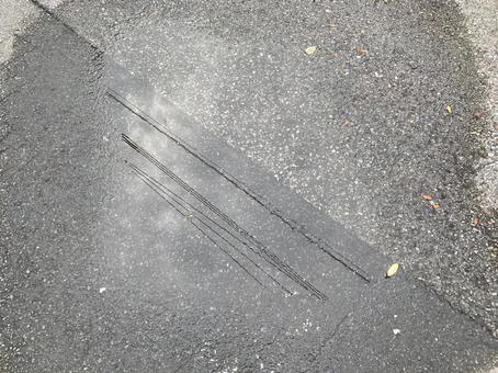 水たまりの風景 水たまりの風景 水たまり,風景,道路の写真素材