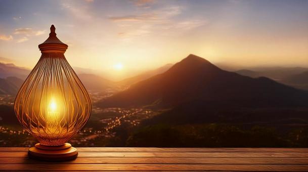 Landscape with a lamp_AS000001, lamp, candle, evening, JPG