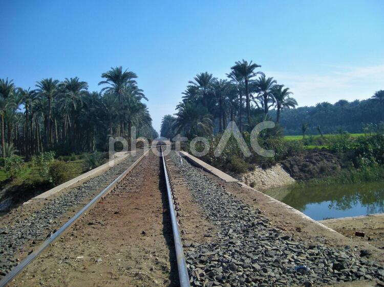 エジプトの線路 エジプト鉄道,電車,エジプトの写真素材