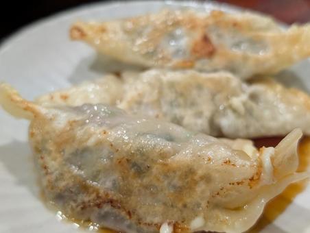 皿の上の餃子 皿の上の餃子の写真