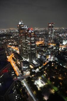 東京都庁から見た夜景の街並み2　夜景素材 夜景,新宿,夜の写真素材
