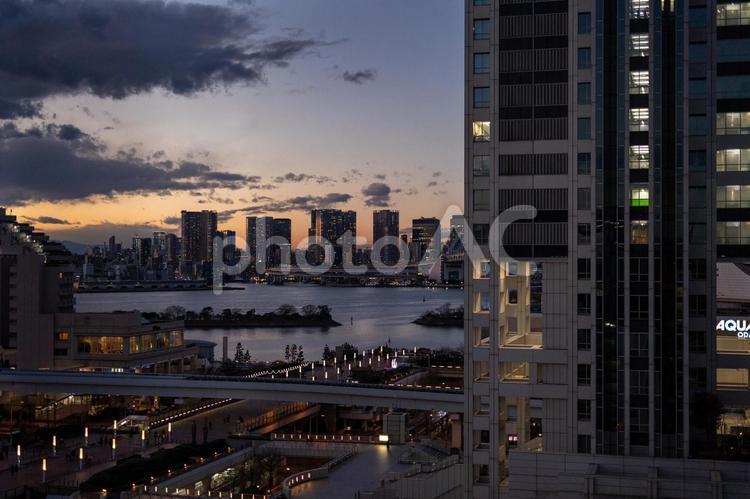 夕方のお台場 屋外,晴れ,人なしの写真素材