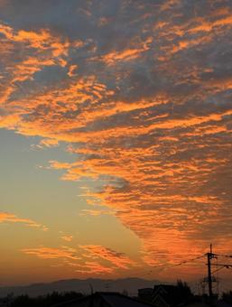 オレンジカラーシーン 夕焼け,赤い空,夕暮れの写真素材