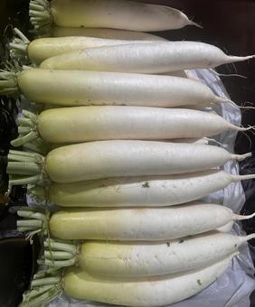山積み大根の写真