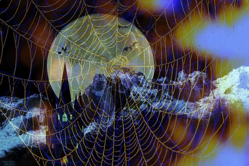 ハロウィンイメージ素材/幻想の満月の夜 ハロウィンイメージ素材/幻想の満月の夜 ハロウィン,月夜,満月の写真素材