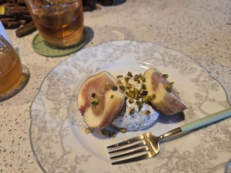 いちじく グリークヨーグルト いちじく グリークヨーグルト 食べ物,料理,デザートの写真素材
