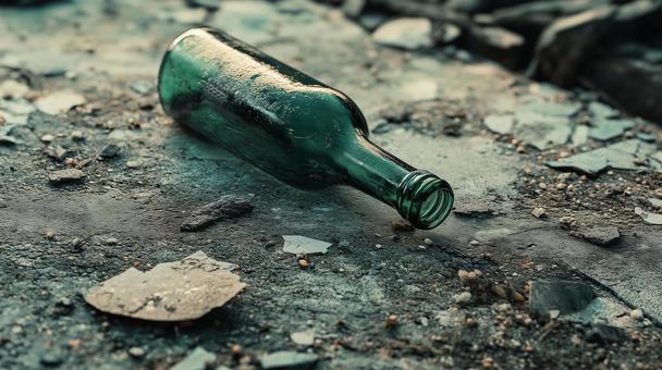 路上に投棄された瓶 容器,投棄,小物の写真素材