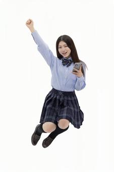 女子高校生 ジャンプ 女子高校生 ジャンプ 人物,女性,女子高生の写真素材