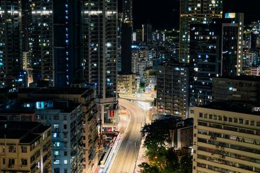 香港・超高層住宅群の夜景 香港・超高層住宅群の夜景 香港,夜景,高層の写真素材