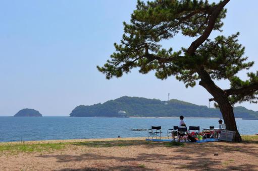 8月中旬のさぬき市津田の松原海水浴場 8月中旬のさぬき市津田の松原海水浴場 海水浴場,砂浜,海の写真素材