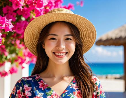ブーゲンビリア・麦わら帽子の彼女 ブーゲンビリア・麦わら帽子の彼女の写真