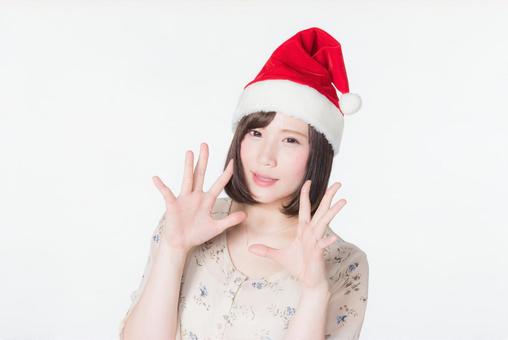 A woman wearing a Santa cap 6, JPG A woman wearing a Santa cap 6, idol, rain sounds beautiful, female, JPG