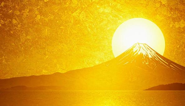 富士山 光 金色の紙の質感のある背景 富士山 光 金色の紙の質感のある背景の写真