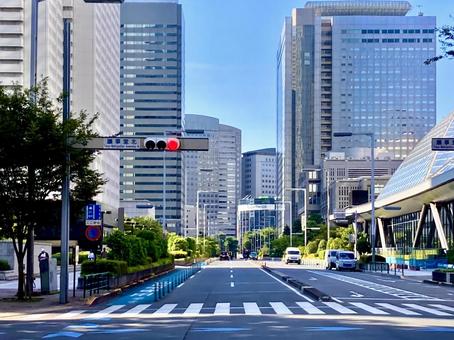 「議事堂北」交差点の朝 「議事堂北」交差点の朝 新宿,西新宿,新宿副都心の写真素材