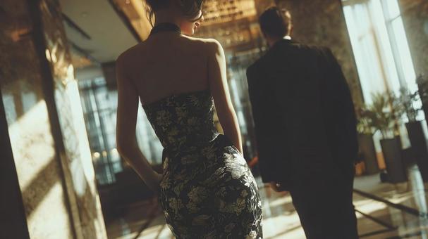 妖艶なナイトワークの女性の後ろ姿02の写真