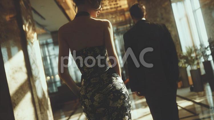 妖艶なナイトワークの女性の後ろ姿02 女性,パーティー,スーツの写真素材