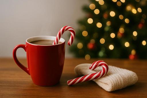 赤マグとキャンディケインの写真