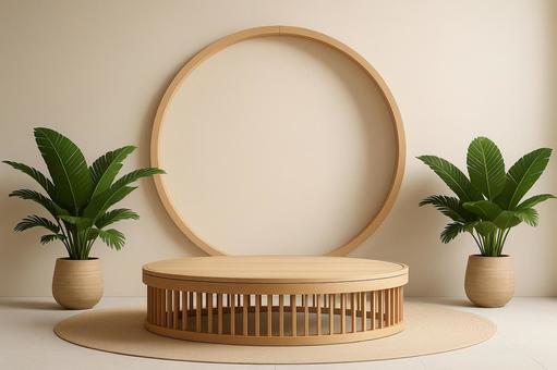 円と観葉植物のある室内 円と観葉植物のある室内の写真