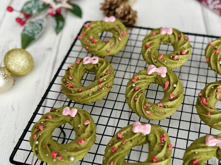 リースクッキー クリスマスリース,クッキー,リースクッキーの写真素材