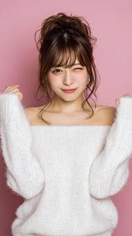 可愛くウインクする女性のポートレート 可愛くウインクする女性のポートレートの写真