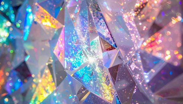 七色の輝きを放つクリスタルテクスチャの写真