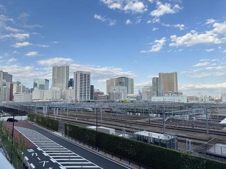 高輪ゲートウェイから田町方面 高輪ゲートウェイから田町方面 高輪ゲートウェイ,高輪,駅の写真素材