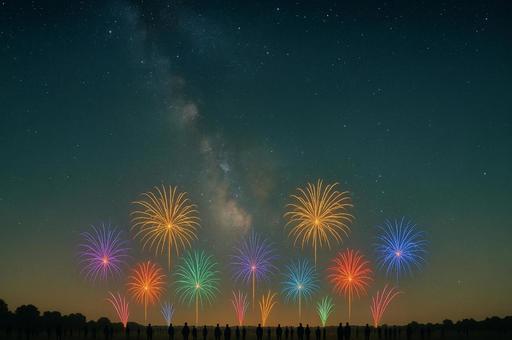 カラフルな花火の風景の写真