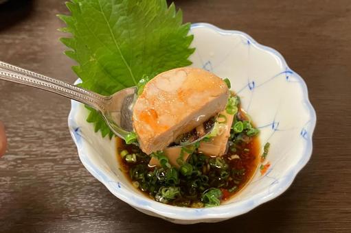 あん肝 あん肝,ネギ,大葉の写真素材