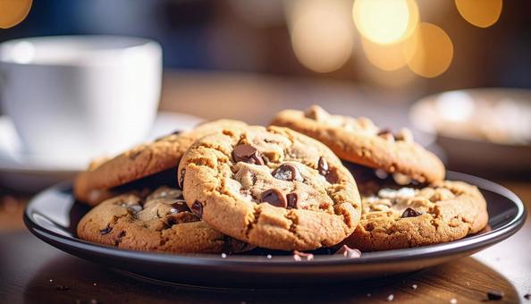 クッキー盛り合わせとコーヒー クッキー盛り合わせとコーヒーの写真