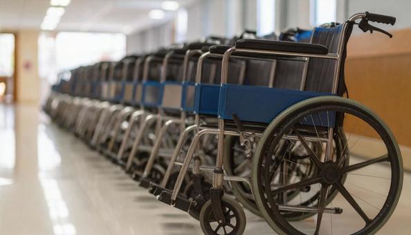 並べられた車いす 並べられた車いすの写真