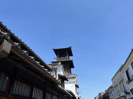 時の鐘 川越,古い町並み,小京都の写真素材