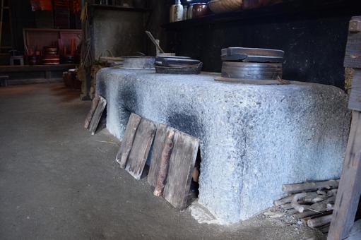 かまど 古風な台所 かまど,昔の台所,古い台所の写真素材