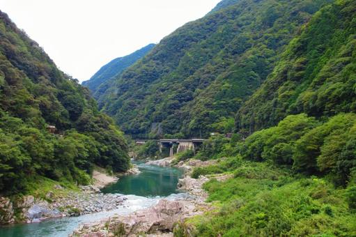 徳島県-大歩危-国道と吉野川 徳島県-大歩危-国道と吉野川 大歩危,吉野川,天然記念物の写真素材