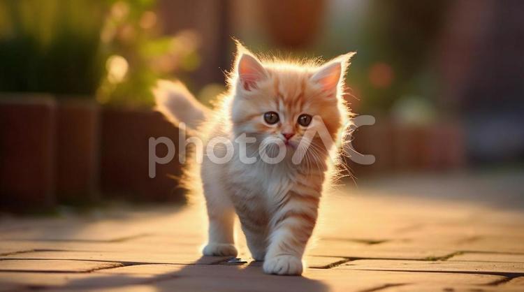 歩いているかわいい子猫 散歩,猫,子猫の写真素材
