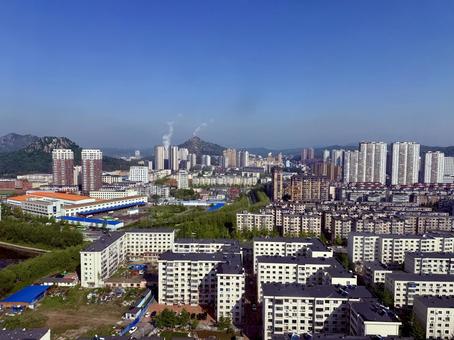 丹東のホテルからの一望 中国,丹東,海外の写真素材